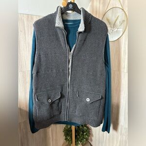 33 Degrees Charcoal Knit Zip Up Vest with Sherpa Lining Collar